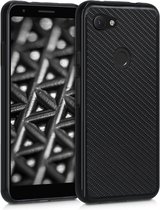 kwmobile telefoonhoesje compatibel met Google Pixel 3a - Hoesje voor smartphone in zwart - Glanzend Metallic Carbon design