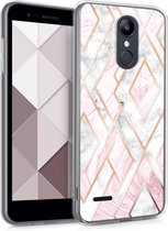 kwmobile telefoonhoesje voor LG K8 (2018) / K9 - Hoesje voor smartphone in roségoud / wit / oudroze - Glory Mix Gekleurd Marmer design