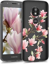 kwmobile telefoonhoesje voor Motorola Moto E5 Play (US-Version) - Hoesje voor smartphone in poederroze / wit / transparant - Magnolia design