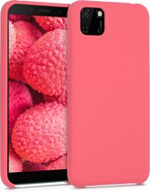 kwmobile telefoonhoesje voor Huawei Y5p - Hoesje met siliconen coating - Smartphone case in neon koraal