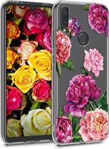 kwmobile telefoonhoesje voor Xiaomi Redmi Note 7 / Note 7 Pro - Hoesje voor smartphone in paars / poederroze / transparant - Bloemen Mix Pioenrozen design