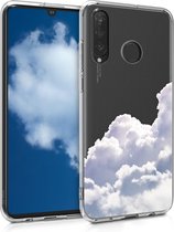 kwmobile telefoonhoesje voor Huawei P30 Lite - Hoesje voor smartphone in wit / lichtgrijs / transparant - Stapelwolken design
