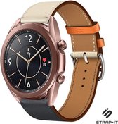 Strap-it Kunst leren smartwatch bandje - geschikt voor Samsung Galaxy Watch 3 41mm / Galaxy Watch 1 42mm / Galaxy Watch Active / Active2 40mm & 44mm / Gear Sport - donkerblauw/ivoo