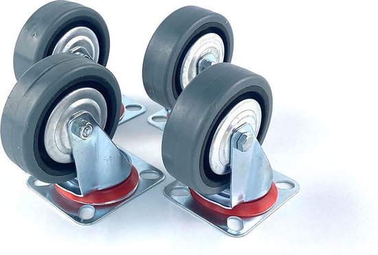 WAGNER Design - Zwenkwielen voor GreenBOX Light plantenbed van GreenFAMILY 4-delige set - verzinkt staal, schroefbare hoek, zacht loopvlak, diameter 50 mm, draagvermogen 50 kg/wiel - 02315000