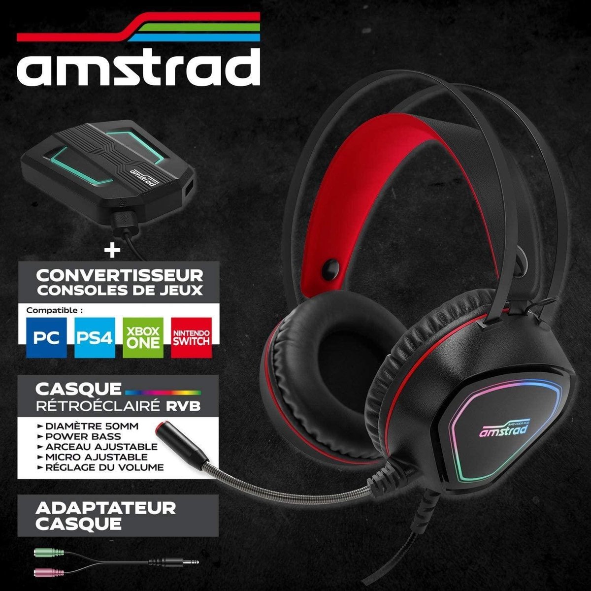 Casque Pro Gamer Amstrad AMS H007 50
