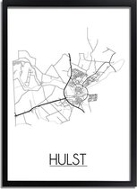 Hulst Plattegrond poster A4 + Fotolijst zwart (21x29,7cm) - DesignClaudShop