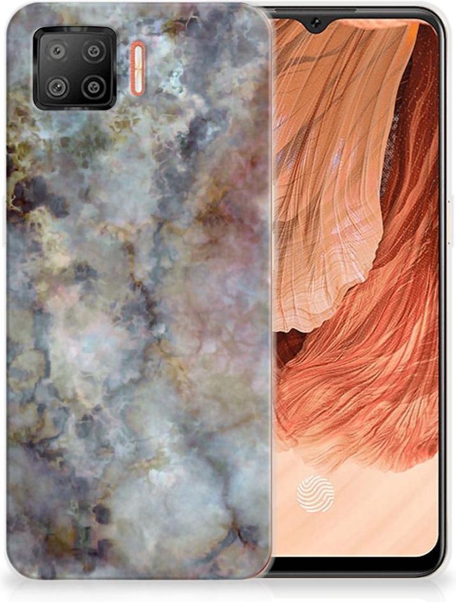 OPPO A73 4G TPU Siliconen Hoesje Marmer Grijs