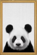 JUNIQE - Poster met houten lijst Panda zwart-wit foto -60x90 /Grijs &