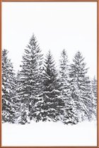 JUNIQE - Poster met kunststof lijst Zwarte winterbomen -13x18 /Wit &