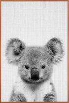 JUNIQE - Poster met kunststof lijst Koala zwart-wit foto -40x60 /Grijs