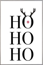 JUNIQE - Poster met kunststof lijst Hohoho Deer -30x45 /Wit & Zwart