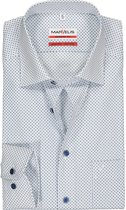 MARVELIS modern fit overhemd - wit met 2 kleuren blauw gestipt - Strijkvrij - Boordmaat: 40