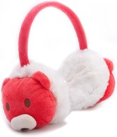 Rode pluche beren/dieren oorwarmers voor kinderen - Nepbonten dieren oorwarmer jongens/meisjes