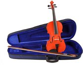Leonardo LV-1534-RD 3/4e viool set , massief, hardhout fittings, incl. fijnstemmer staartstuk, strijkstok en koffer, rood