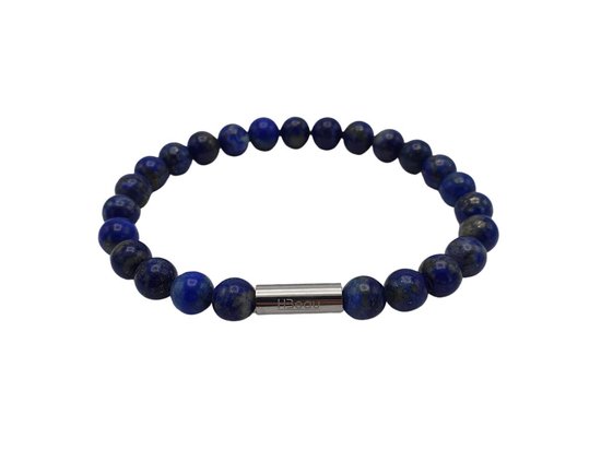 H-Beau - Armband - Edelstenen - Gepolijst – Lapis Lazuli - 21cm - Natuurstenen - Kralen – 8mm - Blauw - Heren – Unisex - Handgemaakt – Sterrenbeeld – Horoscoop – Maagd - Boogschutter