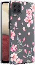 iMoshion Hoesje Geschikt voor Samsung Galaxy A12 Hoesje Siliconen - iMoshion Design hoesje - Roze / Transparant / Blossom Watercolor