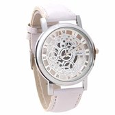 Fako® - Horloge - Open Uurwerk - Plastic - Zilver - Wit