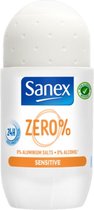 6x Sanex Deoroller Zero% Sensitive Skin 50 ml