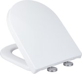 Relaxdays wc bril softclose - d-vorm - toiletbril universeel - toiletdeksel plastic - wit