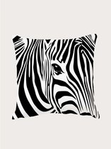 Kussenhoes - zachte stof - Zebra - Dieren print - Zwart  Wit