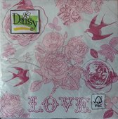 Daisy Servetten - Swallows & Roses - 33 x 33