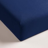 Dekbeddenwereld- hoeslaken- jersey- stretch- Lits-jumeaux- 200x220+40cm- geschikt voor boxspring- donkerblauw