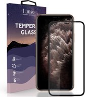 Lunso - Geschikt voor iPhone 11 Pro Max - Gehard Beschermglas - Full Cover Screenprotector - Black Edge