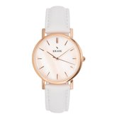 KRAEK Skye Rosé Goud Wit 32 mm | Dames Horloge | Wit leren horlogebandje | Minimaal Design | Solis collectie