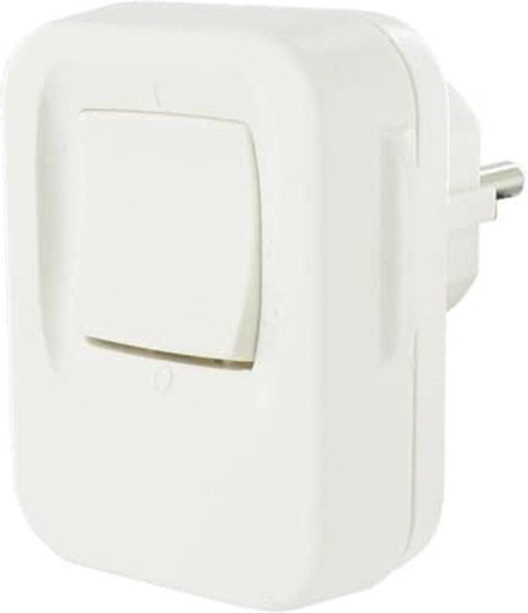 LEGRAND stekker met schakelaar | haaks | met randaarde + penaarde | belastbaar tot 2300 watt | wit