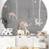 Behangcirkel Watercolor Forest friends - dark grey 120 cm