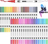 Stylo double pinceau - 36 couleurs - Fineliner - Brosse à eau - Marqueurs à pinceau - Handlettering - Marqueurs de couleur - Calligraphie