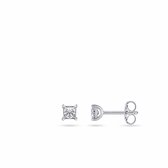 Jewels Inc. - Oorsteker - Solitaire gezet met een Vierkant geslepen Zirkonia Steen - 5mm x 5mm - Gerhodineerd Zilver 925