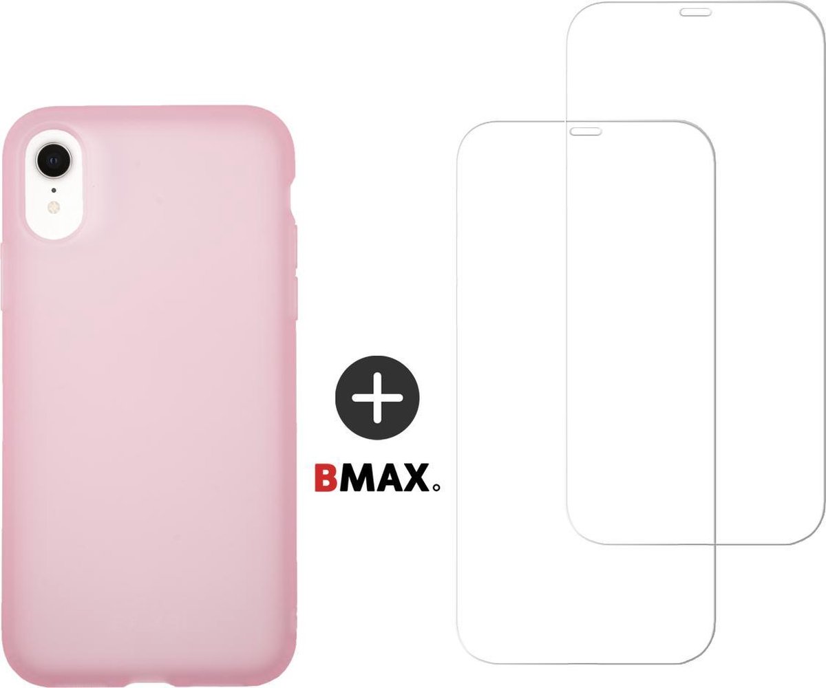 BMAX Telefoonhoesje geschikt voor iPhone 11 Pro - Latex softcase hoesje roze - Met 2 screenprotectors
