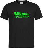 Zwart T shirt met Groen logo " Back To Normal " print size M