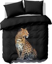 Y-NOT - Leopard Black & Brown - Dekbedovertrek - Microvezel - Tweepersoons - 200x200/220 cm - Zwart, Bruin