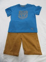noukie's , kledingset , tshirt + bermuda , blauw /roestbruin , 3 jaar 98