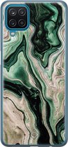 Samsung A12 hoesje siliconen - Groen marmer / Marble | Samsung Galaxy A12 case | groen | TPU backcover transparant