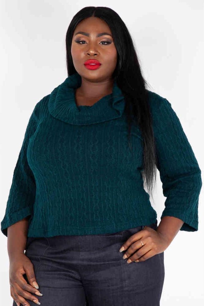 Voodoo Vixen - Vixen Curve Elena Knitted Scoop Neck Gebreide trui - XL - Blauw