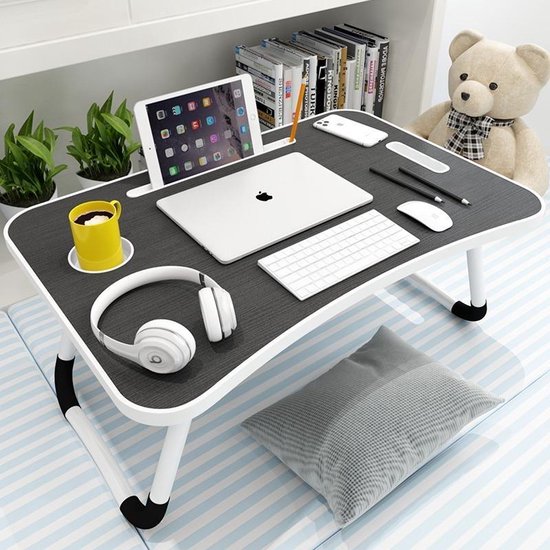 architect versterking Gespecificeerd Laptop tafel met tablet houder | Inklapbaar Bank/Bed tafel | Ontbijt tafel  | Table... | bol.com