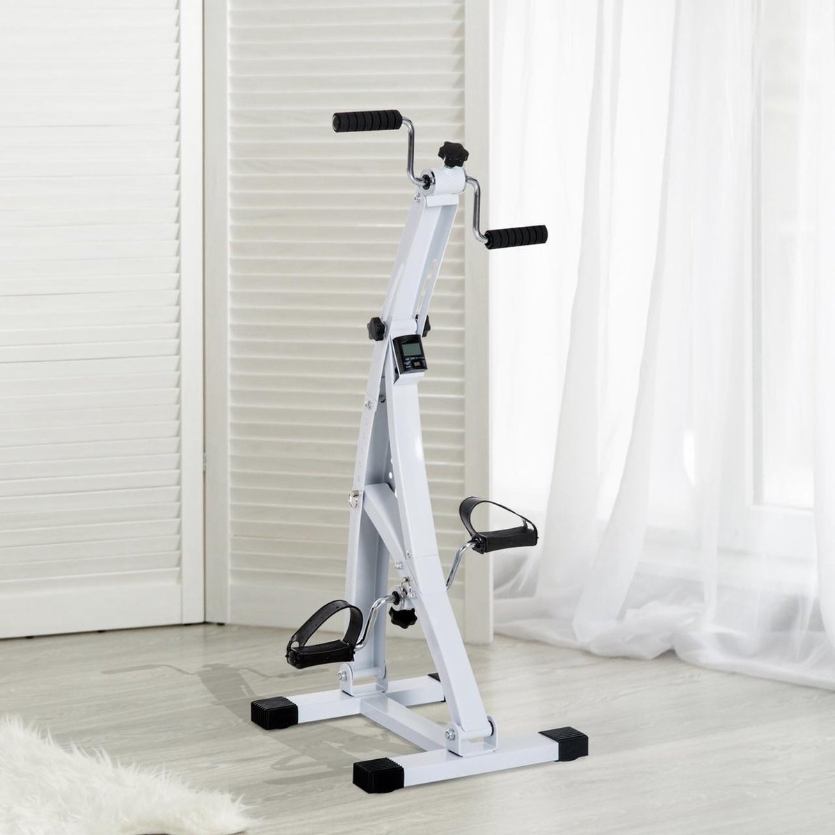 Afbeelding 2 van Hometrainer senioren - Fietstrainer - Fitness - Wit - 41 x 50 x 96 cm