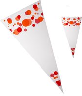 Puntzak 18x37cm Oranje met rode stip - 250 stuks