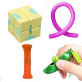 Fidget toys pakket onder de 15 euro - onder 20 euro - fidgets set - cube - friemelkubus - rope - pea popper - 3 stuks