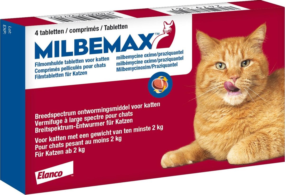 Elanco Milbemax Kat 2 Tot 12kg - Anti wormenmiddel - Rund 4 tab 2 Tot 12 Kg