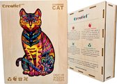 Kleurrijke Kat - Houten Puzzel Volwassenen - Jigsaw puzzels - A4 formaat