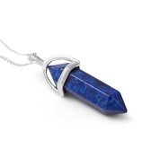 Kasey - Lapis Lazuli hanger aan ketting - Lapis Lazuli Dubbeleinder