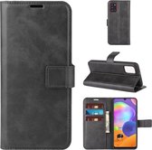 Voor Samsung Galaxy A31 Retro Kalfspatroon Gesp Horizontale Flip Leren Case met Houder & Kaartsleuven & Portemonnee (Zwart)