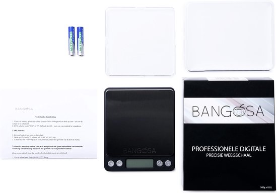 BanGosa Precisie Digitale Weegschaal - 0.01 tot 500 gram - Zwart - Bangosa