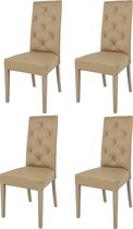 Tommychairs Chantal - Eetkamerstoelen - Set van 4 - Cappuccino - Kunstleer & Hout