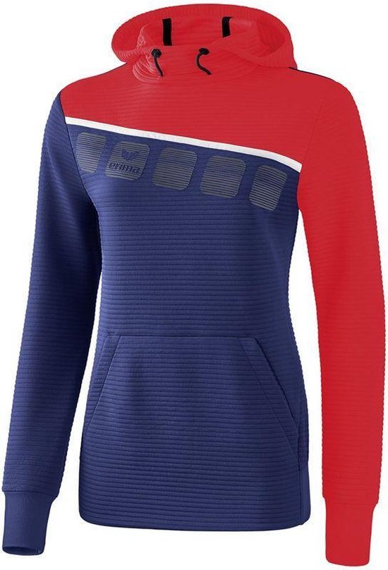 Erima Teamline 5-C Sweatshirt met Capuchon Dames New Navy-Rood-Wit Maat 34