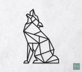 Laserfabrique Wanddecoratie - Geometrische Wolf - Medium - Zwart - Geometrische dieren en vormen - Houten dieren - Muurdecoratie - Line art - Wall art